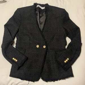 Zara tweed jacket with gold buttons